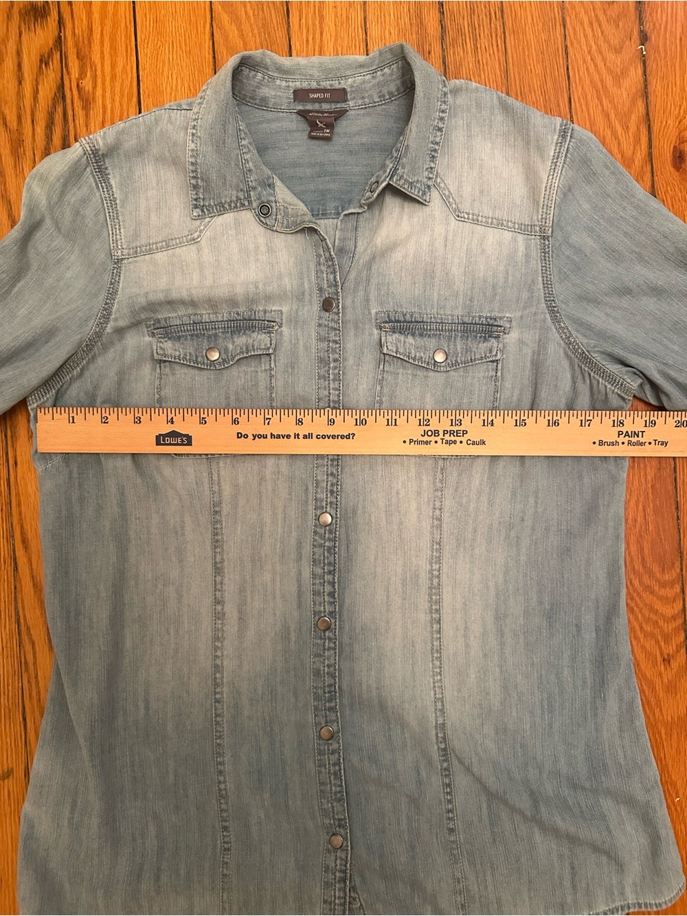 Eddie Bauer Shaped Fit Chambray Snap Button Shirt Women's Medium Tall Weste 1155 - Picture 5 of 9
